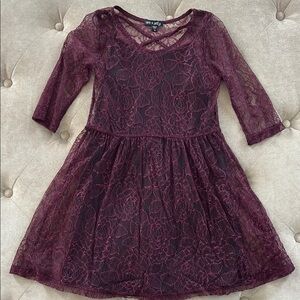 Burgundy Lace Kids Dress